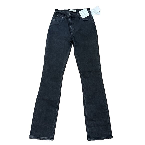 Abercrombie & Fitch Women's The 90's Slim Straight Ultra High-Rise Black Size 24 - Picture 1 of 10